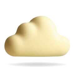 3d plastic yellow cloud. Soft cloud shape. Nursery element. Pastel color.