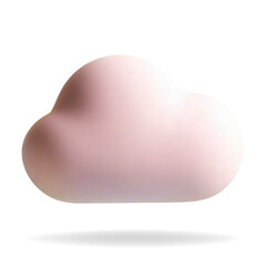 3d plastic pink cloud. Nursery element. 3d soft cloud shape. Pastel color.
