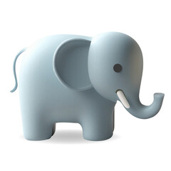 3d render elephant in pastel colors. Cute animal, kids toy. Realistic 3d design element in plastic style.