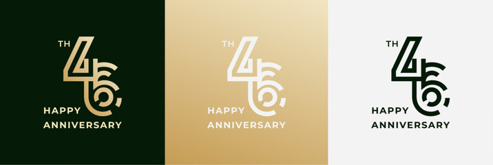 Logo 46th, 46 years anniversary, Creative design template for celebration, birthday, greeting and invitation. Editable file