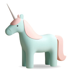 3d render unicorn in pastel colors. Cute horse, kids toy. Realistic 3d design element in plastic style.