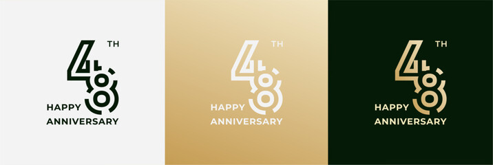 Logo 48th, 48 years anniversary, Creative design template for celebration, birthday, greeting and invitation. Editable file