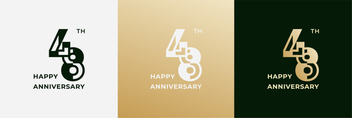 Logo 48th, 48 years anniversary, design template for celebration, birthday, greeting and invitation. Editable file