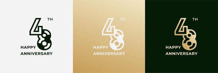 Logo 48th, 48 years anniversary, Creative template for celebration, birthday, greeting and invitation. Editable file
