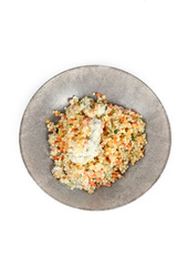 isolated coral lentil salad on a white background 