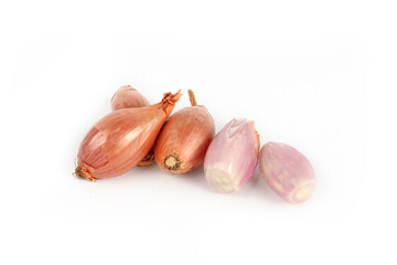 shallot on white background, raw ingredient 