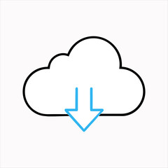 "Minimalist Cloud Download Icon Silhouette with Bold Downward Arrow &ndash; Modern Vector Design