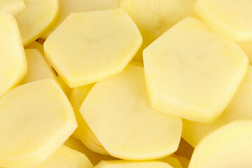 close-up texture of cut raw potato 
