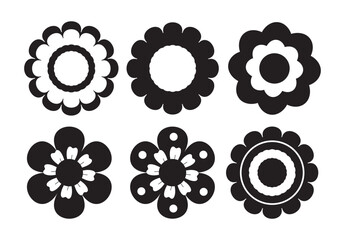 Vector Flower Shapes on Black Colour