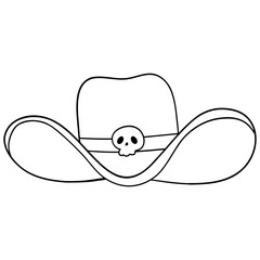 Cute cowboy hat with skull outline perfect for Halloween decor and fun costume designs with spooky western art