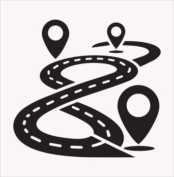 recommend clip art: Path with location vector silhouette on a white background