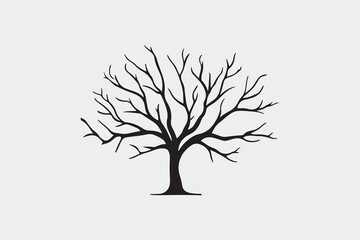 A minimalist vector illustration of a leafless tree art