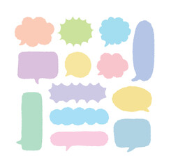 Colorful speech bubble illustration in hand drawn doodle style.