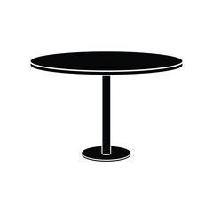 Round table black and white flat vector icon design