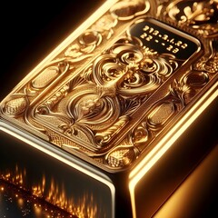 Ornate Gold Bar with Intricate Detailing