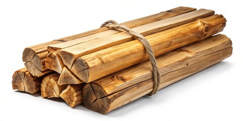 Two sheaves of wood leaning against each other, timber, lumber, stacked, firewood, logs, rustic, forestry, natural