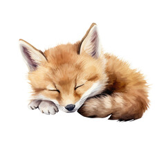 Obraz premium Fox Cub Sleeping Clipart Illustration