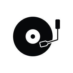 Fototapeta premium Vinyl music record black and white flat vector icon design