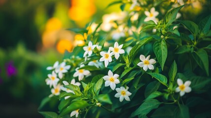 Soft Focus on Flowering Bell Pepper Plants
