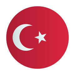 Turkish national flag. Circle baddge. Turkey identity	