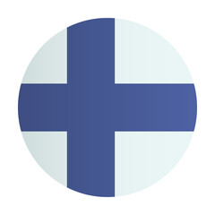 Obraz premium Finland flag circle badge. Suomi country identity emblem