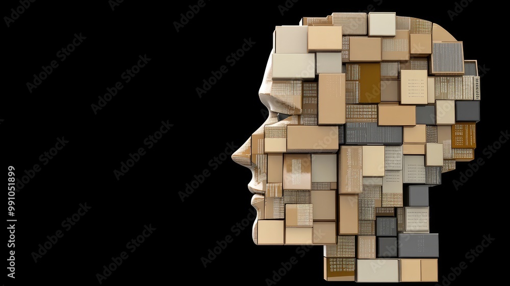 Aufkleber this artwork features a 3d of a futuristic ai robot head in profile view