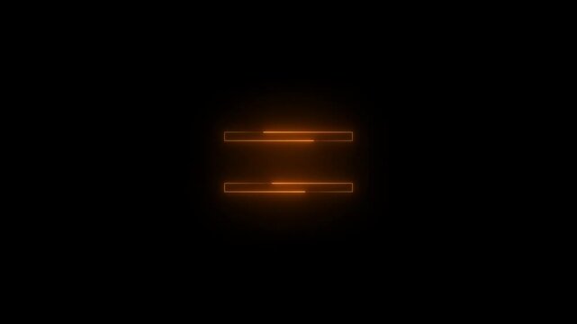 Neon calculator equal to icon brown glowing black background animation