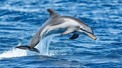Fototapeta premium Playful Dolphin Leaping from Turquoise Ocean Waves