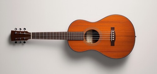 Obraz premium Closeup Brown Ukulele on White Background - Minimalist Musical Instrument Concept for Relaxing Acoustic Music Enthusiasts