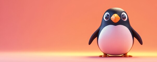Naklejka premium Adorable AI Generated Illustration of a Cute Penguin on Ground