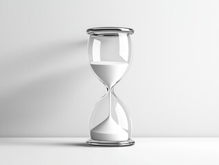 Elegant Glass Hourglass on White Background - Timeless Symbol of Patience and Change