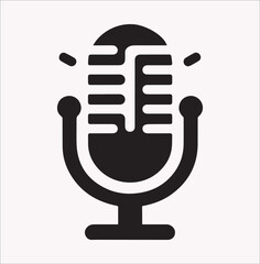 clean and clear simple podcast microphone Vector silhouette on a white background