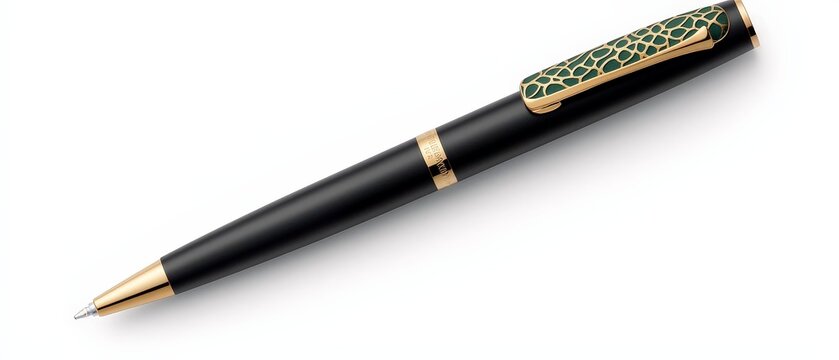 Elegant Montblanc 1058 Black and Gold Ballpoint Pen on White Background - Luxury Writing Instrument for Marketing