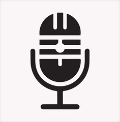 clean and clear simple podcast microphone Vector silhouette on a white background