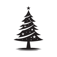 Hand drawn christmas tree silhouette with white background