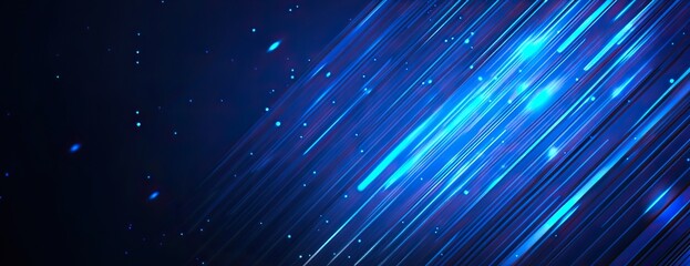 Abstract digital blue light streaks and particles on black background, futuristic technology, cyber, science fiction, digital art