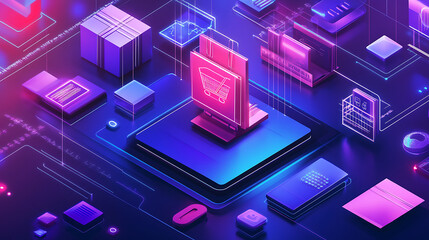 Cyber Monday shopping experience with various online stores offering special deals, set in a digital environment