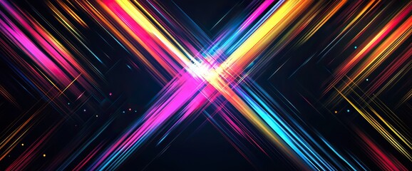 Fototapeta premium Abstract Colorful Diagonal Lines and Streaks Crossing in Dark Background, Futuristic Technology Concept