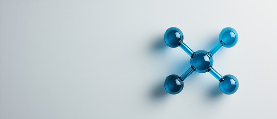 Precise Blue Molecular Structure on Gray Background - Scientific Minimalism and Clarity Concept