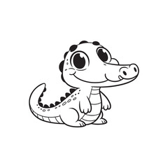 Sweet and Smiling Baby Alligators - Cartoon Crocodile Illustrations.