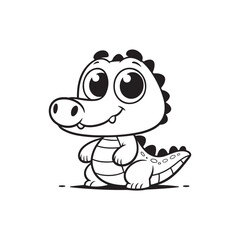 Friendly and Cute Baby Crocodiles - Cartoon Alligator Vector.