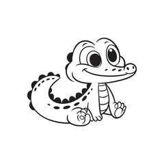 Friendly and Cute Baby Crocodiles - Cartoon Alligator Vector.