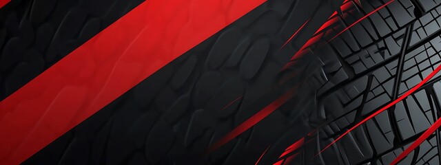 Abstract background with black tire tread and red lines.