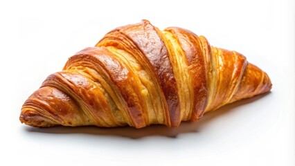 Crunchy flat croissant isolated on background, croissant, pastry, bakery, breakfast, food, crispy, delicious, French