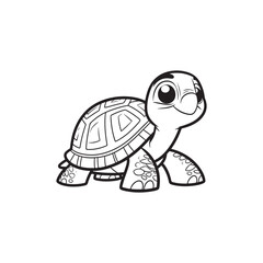 Cartoon Vector of Friendly Turtle with Baby Alligators.