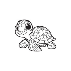 Cartoon Vector of Friendly Turtle with Baby Alligators.