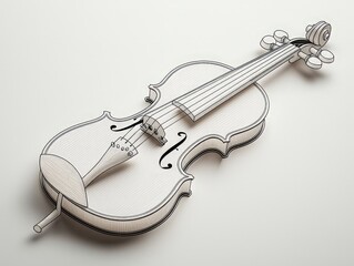 Obraz premium Whimsical Cartoon Violin Illustration on White Background - Playful Musical Artwork for Design Inspiration and Education