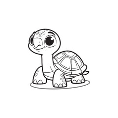 Cartoon Vector of Friendly Turtle with Baby Alligators.