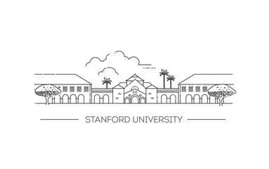 Naklejka premium Stanford University outline vector illustration