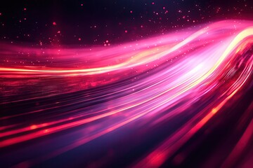 Abstract Pink and Red Light Streaks in Motion. Futuristic Flow Concept for Digital Art and Design
